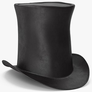 Leather Top Hat Black v 3 3D model