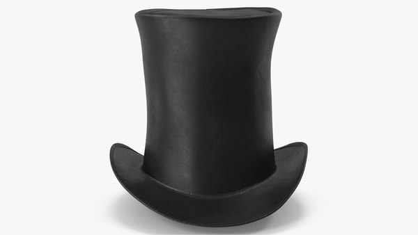 Leather Top Hat Black v 3 3D model 