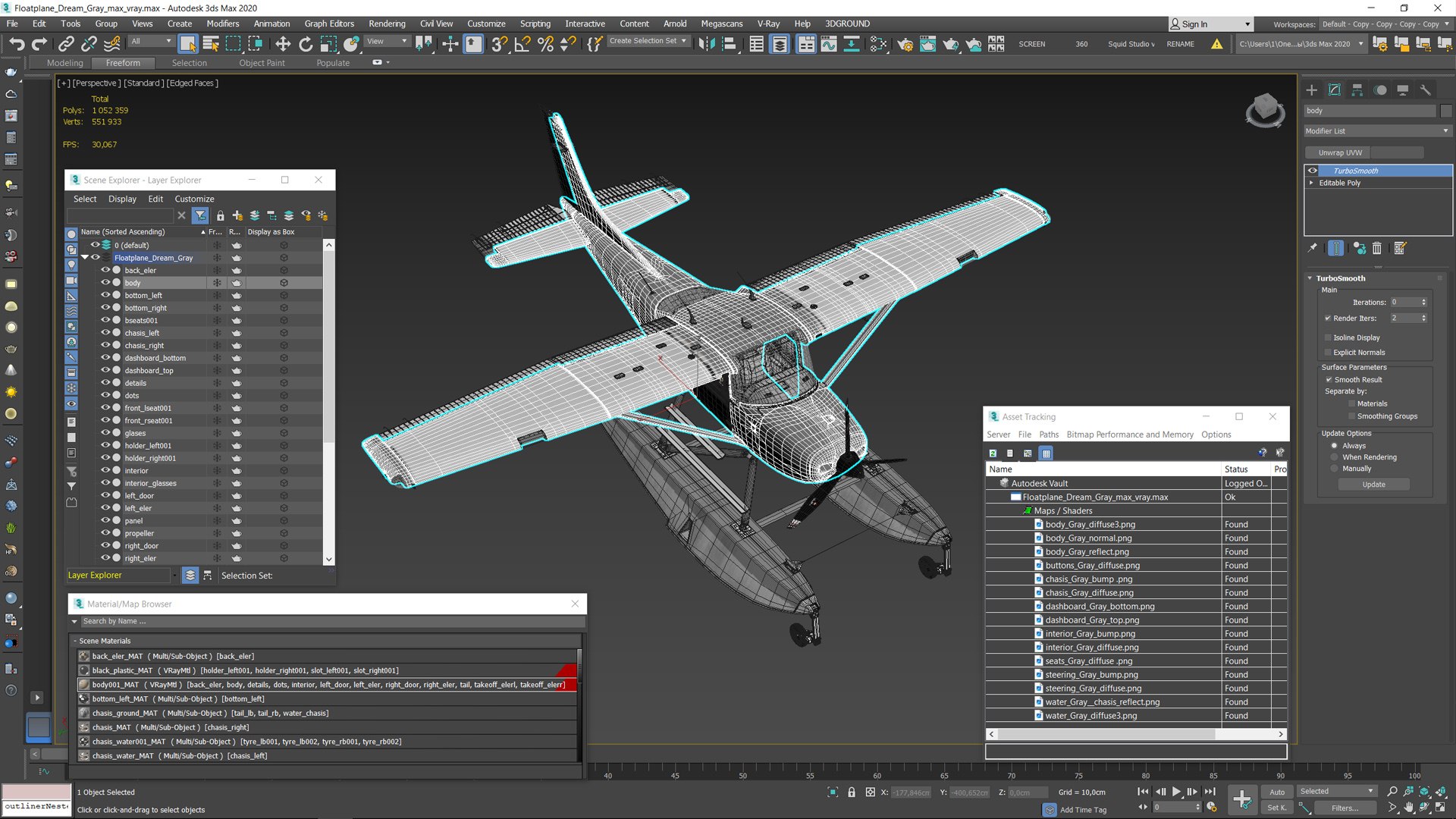 3D Floatplane Dream Gray - TurboSquid 2302554