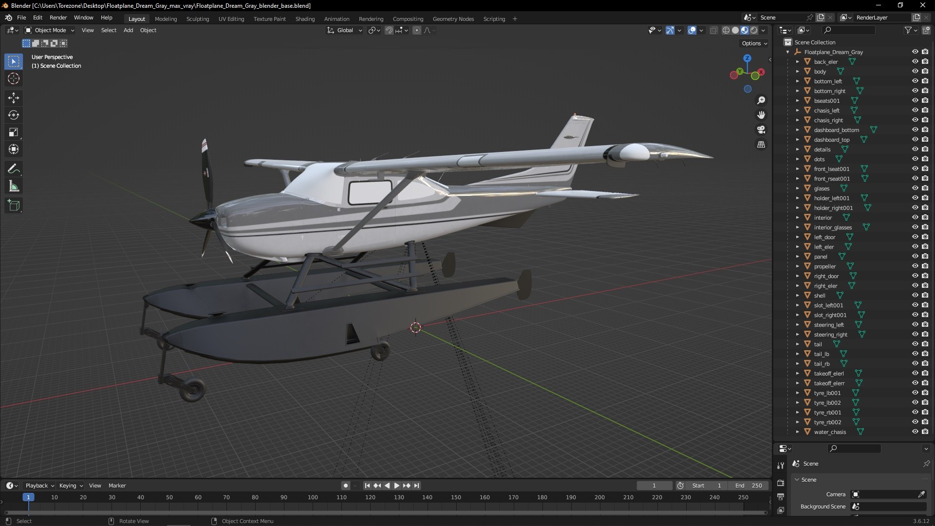 3D Floatplane Dream Gray - TurboSquid 2302554