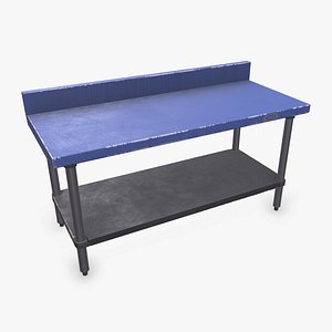 3D Old Metal Workbench Low-poly PBR