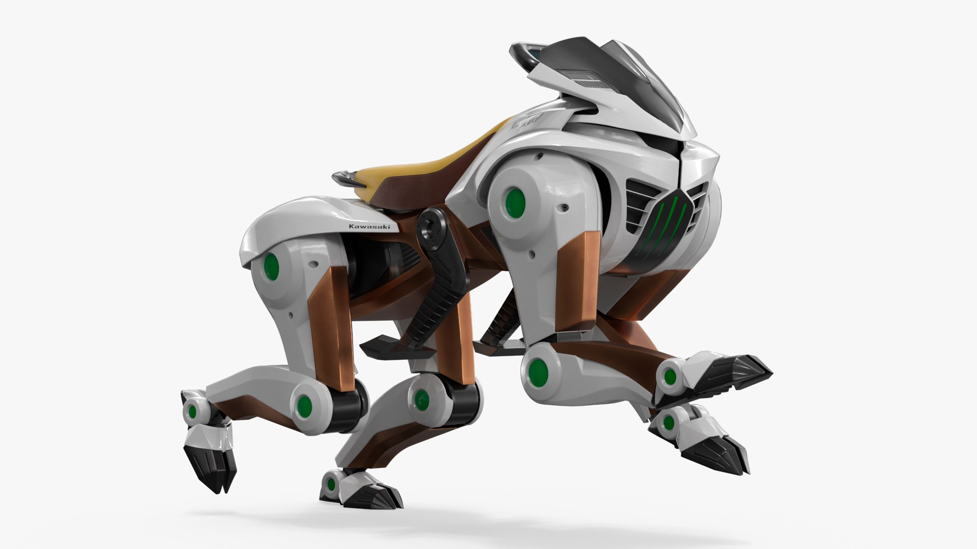 Kawasaki Corleo Rideable Mech Beast White Copper Rigged 3D model preview