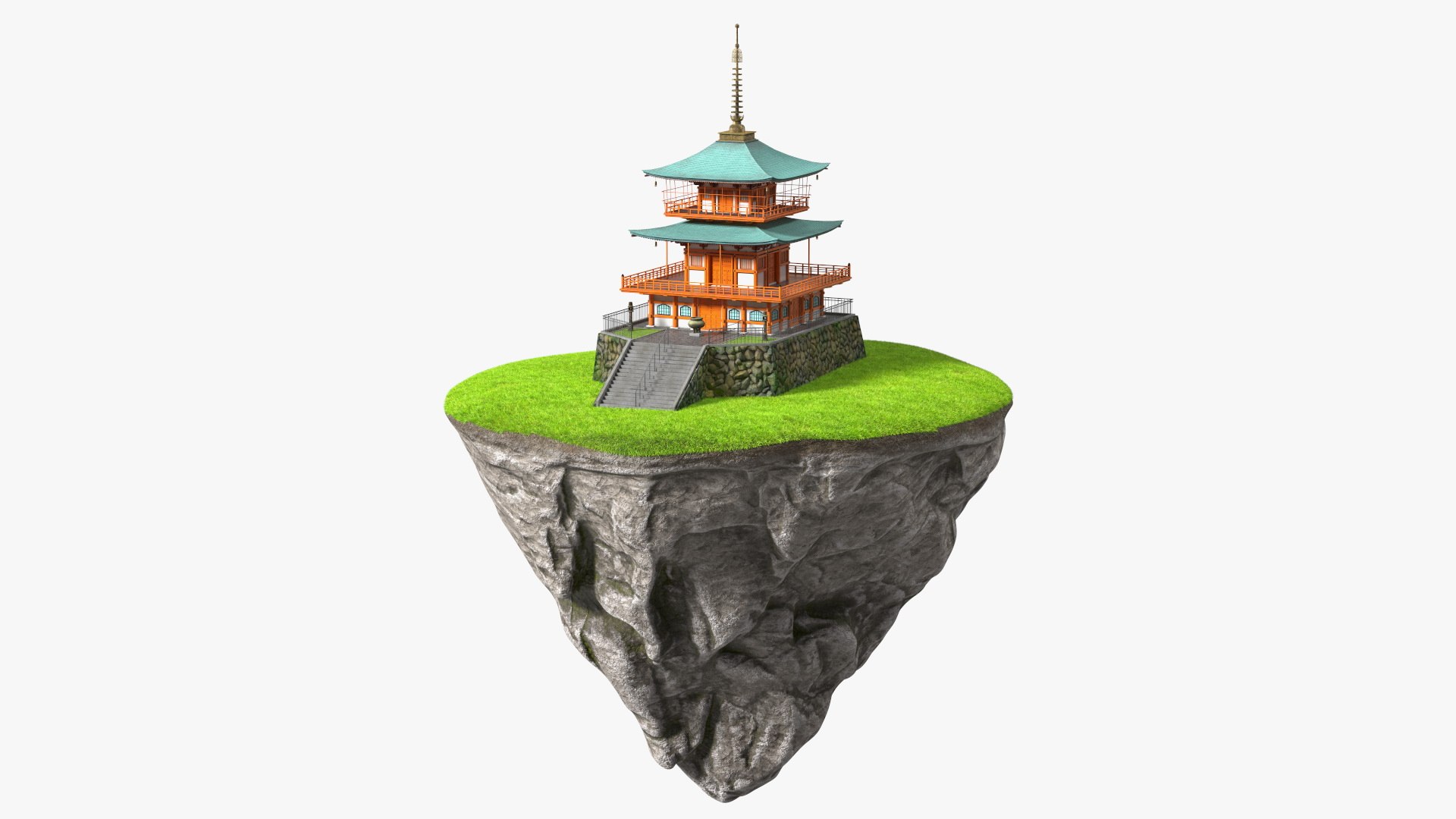 Rock Round Cross Section with Temple Fur 3D model preview