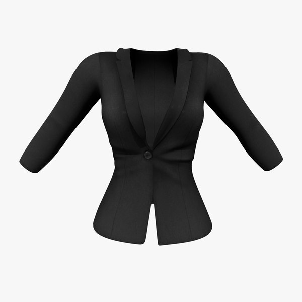 3D model Buttoned Formal Black Business Jacket