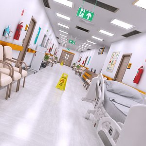 3D realistic hospital hallway
