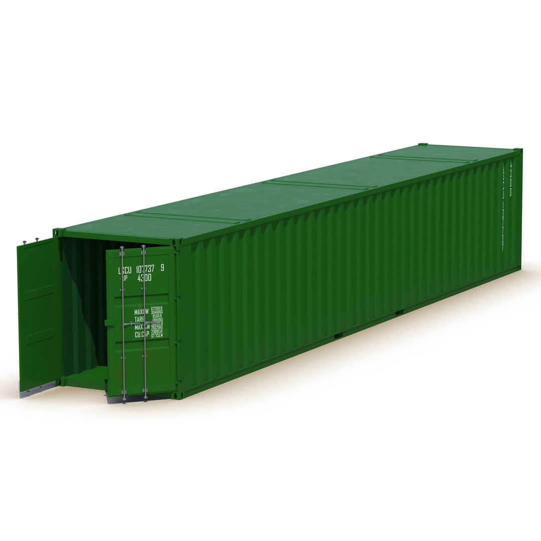48 ft Shipping ISO Container Green 3D model preview