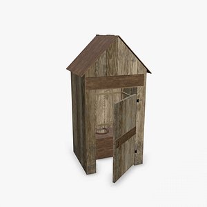 3D Outdoor Wooden Toilet Low-poly PBR