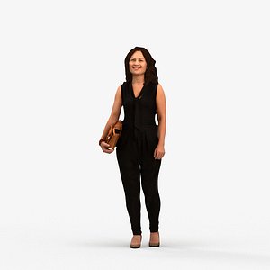 00342Anisa001 - Adult Caucasian woman waiting in office setting with bag