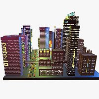 city -lowpoly -Lowpoly City in the night