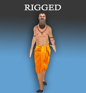 indian-mythological character-historical-gaming-rigged-godman-male 3d model