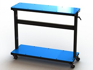 Aluminum Stand Up Desk Two Shelf 3D model