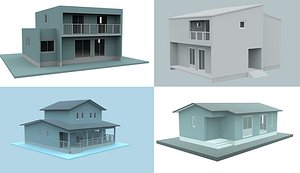 3D model 4 modern houses