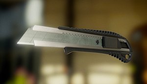 Box Cutter Lowpoly Black Plastic