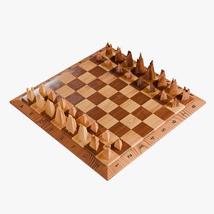 3D Wooden ChessBoard With Pieces