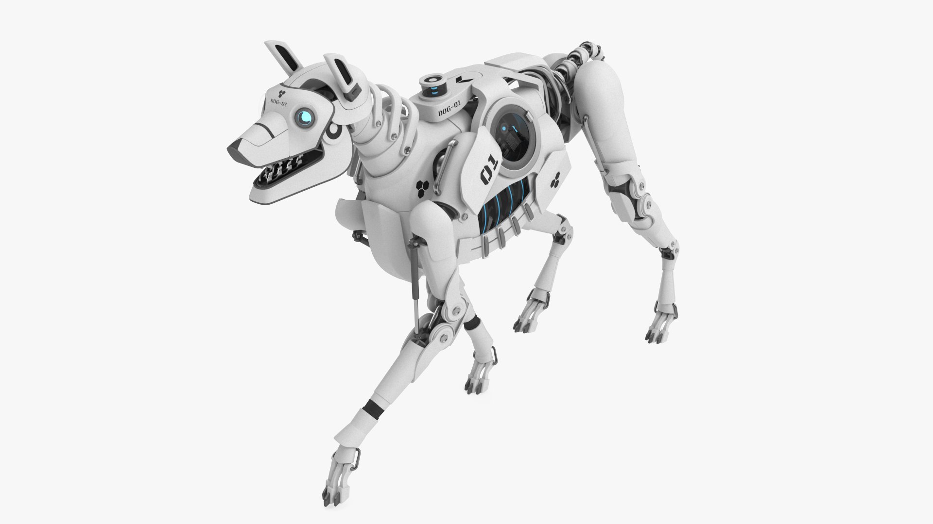 Futuristic Robotic Dog White in Walking Pose 3D model preview