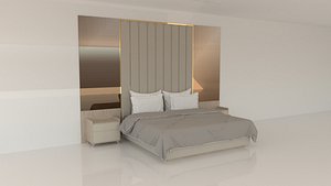 Modern Luxury Bedroom Set with Statement Headboard 3D model