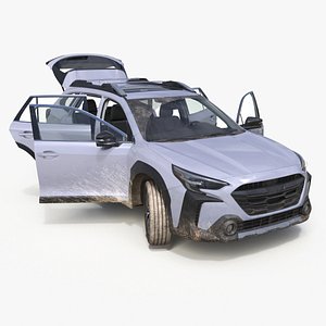 Modern City Crossover Silver Dirty Rigged 3D model