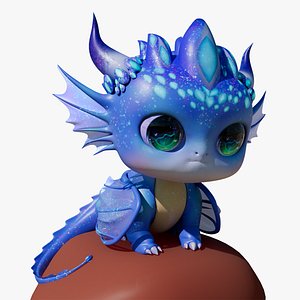 Cartoon Dragon BLUE - MAYA Rigged and Blender Rigged