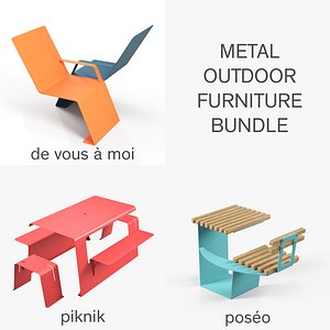 Outdoor, urban furniture set 3D