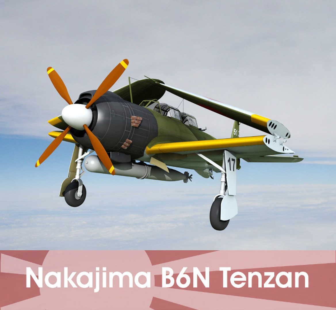 3d Nakajima B6n Tenzan Bomber Model