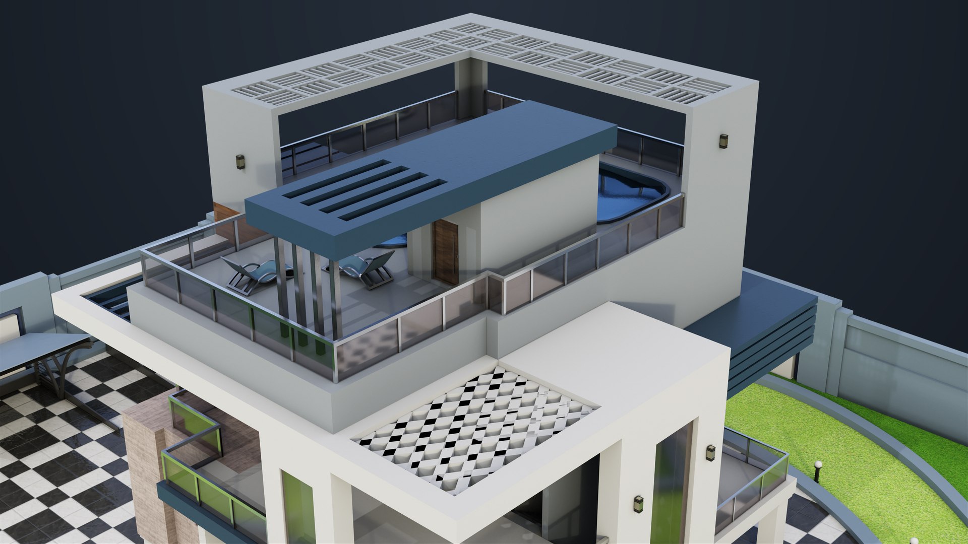 3D Modern Villa House02 with Compound All PBR Unity UE Textures Included https://p.turbosquid.com/ts-thumb/cq/ZU4yMd/Dz/bangalow02_00017/jpg/1697685446/1920x1080/fit_q87/47c60a7d303a5c719688ecc98173f7a9ddf393c0/bangalow02_00017.jpg