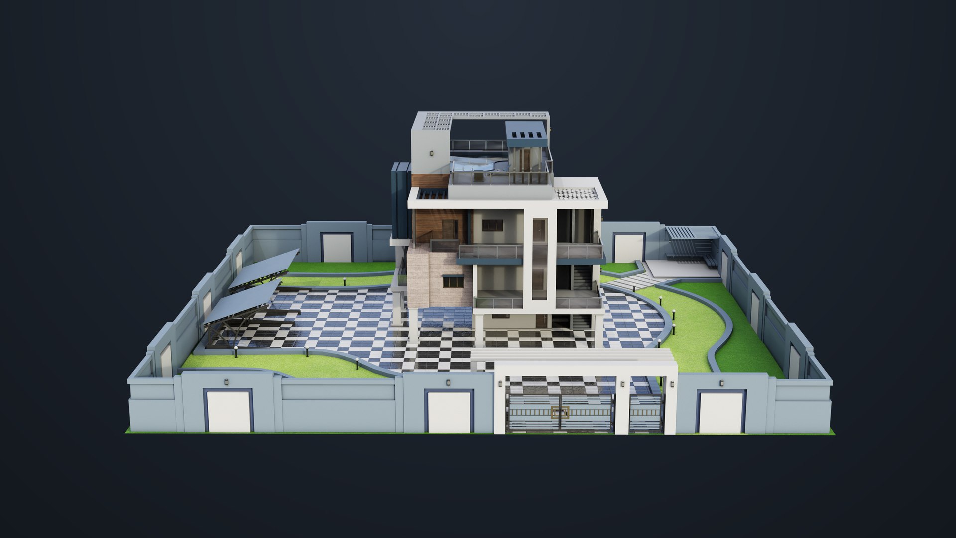3D Modern Villa House02 with Compound All PBR Unity UE Textures Included https://p.turbosquid.com/ts-thumb/cq/ZU4yMd/Wb/bangalow02_00022/jpg/1697685452/1920x1080/fit_q87/97d7b2011087036c33e48e9a086ef9f5d0f2077a/bangalow02_00022.jpg