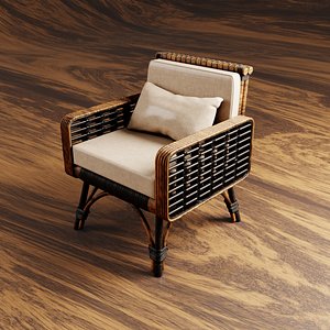 rattan lounge chair 3D model