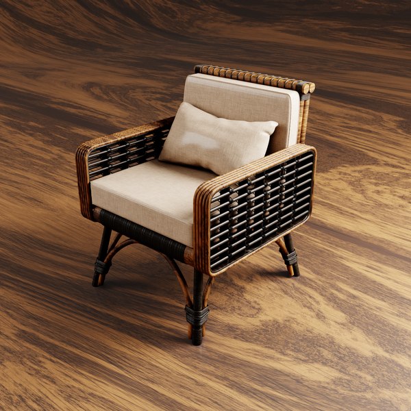 rattan lounge chair 3D model