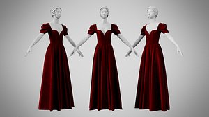 Dress 07 Burgundy Velvet 3D