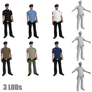 3d max rigged police officers lod