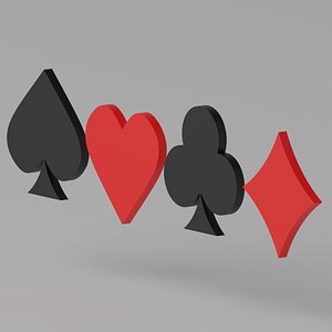 Poker Playing Cards Suit Spade Club Heart Diamond 3D model