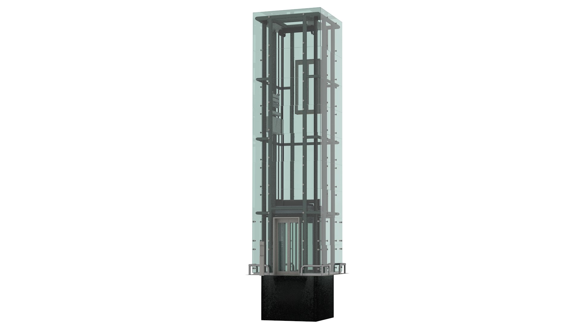 Glass Elevator Chrome 3D model preview