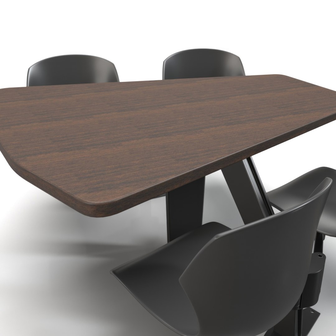 Shield Table With Plastic Bucket Seats PBR 3D Model - TurboSquid 2222613