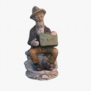 Old man statue high-poly 3D model