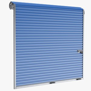 Blue Closed Shutter Rolling Door