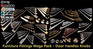 3D Furniture Fittings Mega Pack - Door Handles Knobs