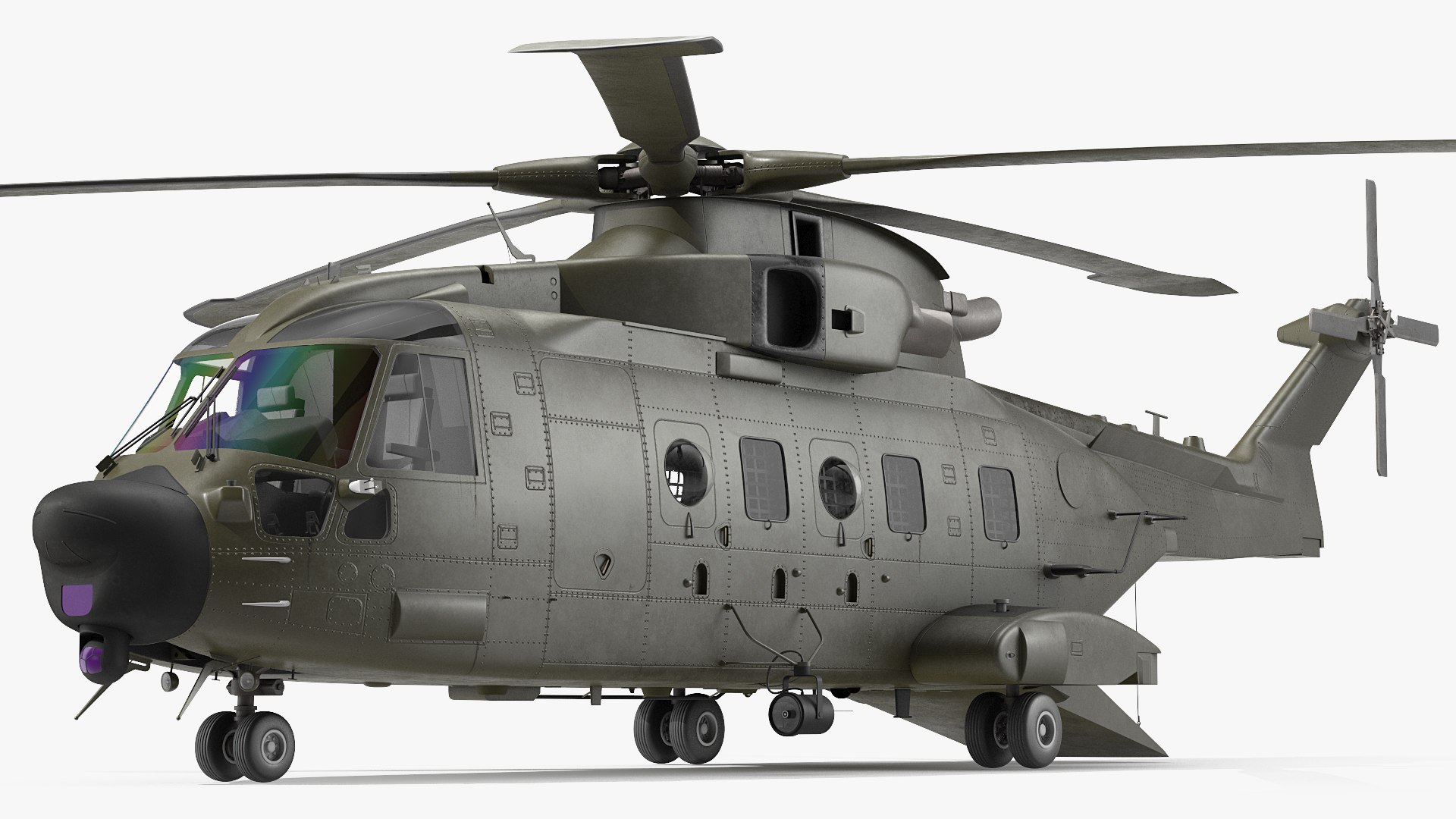 Medium Lift Military Helicopter 3D model preview
