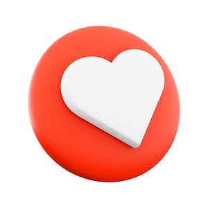 white heart button icon 3D model