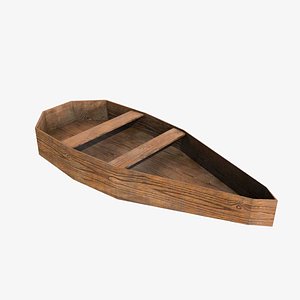 Low Poly Wooden Boat 3D Model 3D