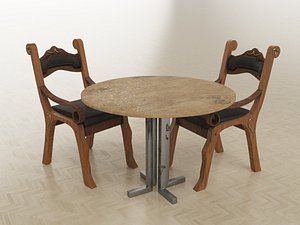 3D looking wooden chair table