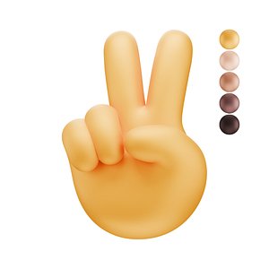 3D Victory Peace Hand Sign model