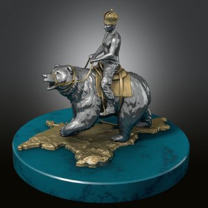 3d statuette rider bear model