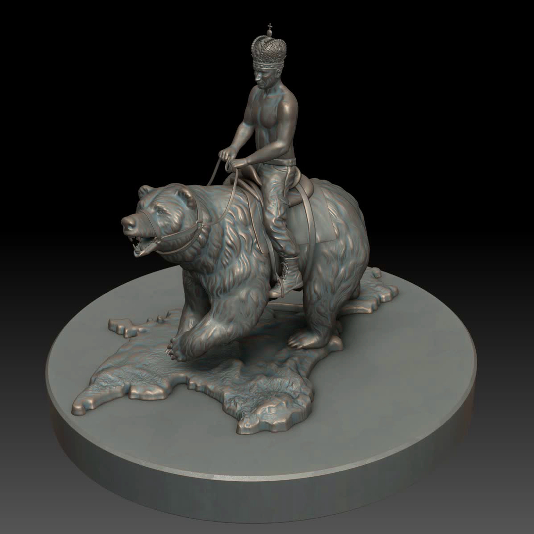 3d Statuette Rider Bear Model