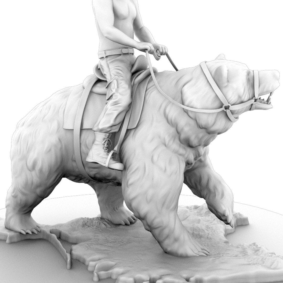 3d Statuette Rider Bear Model