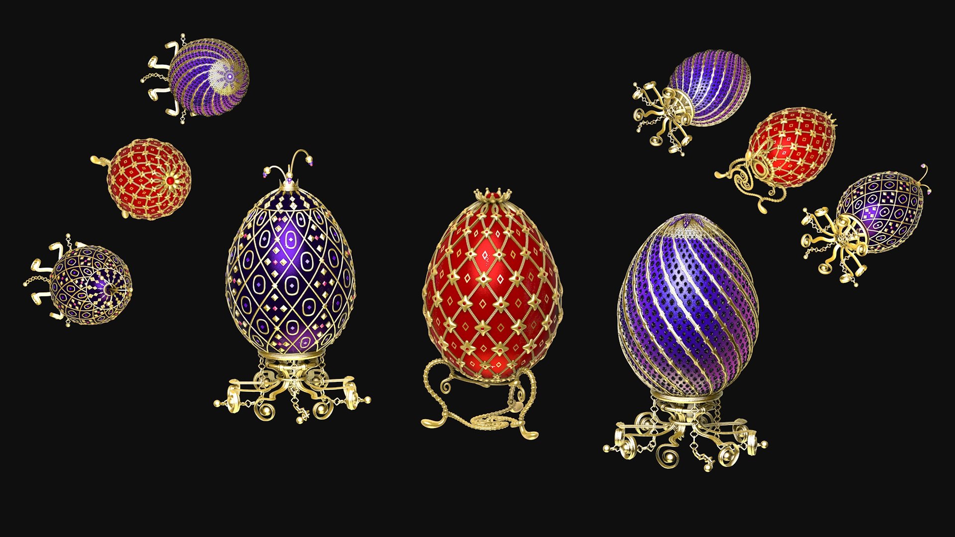 Collection of Faberge eggs R1 3D model https://p.turbosquid.com/ts-thumb/cs/JbCwr2/Pb/collectionfabergeeggsr16/jpg/1737836642/1920x1080/fit_q87/3ccf653f1a6d2e70b6293d0ac730d8d4beb40428/collectionfabergeeggsr16.jpg
