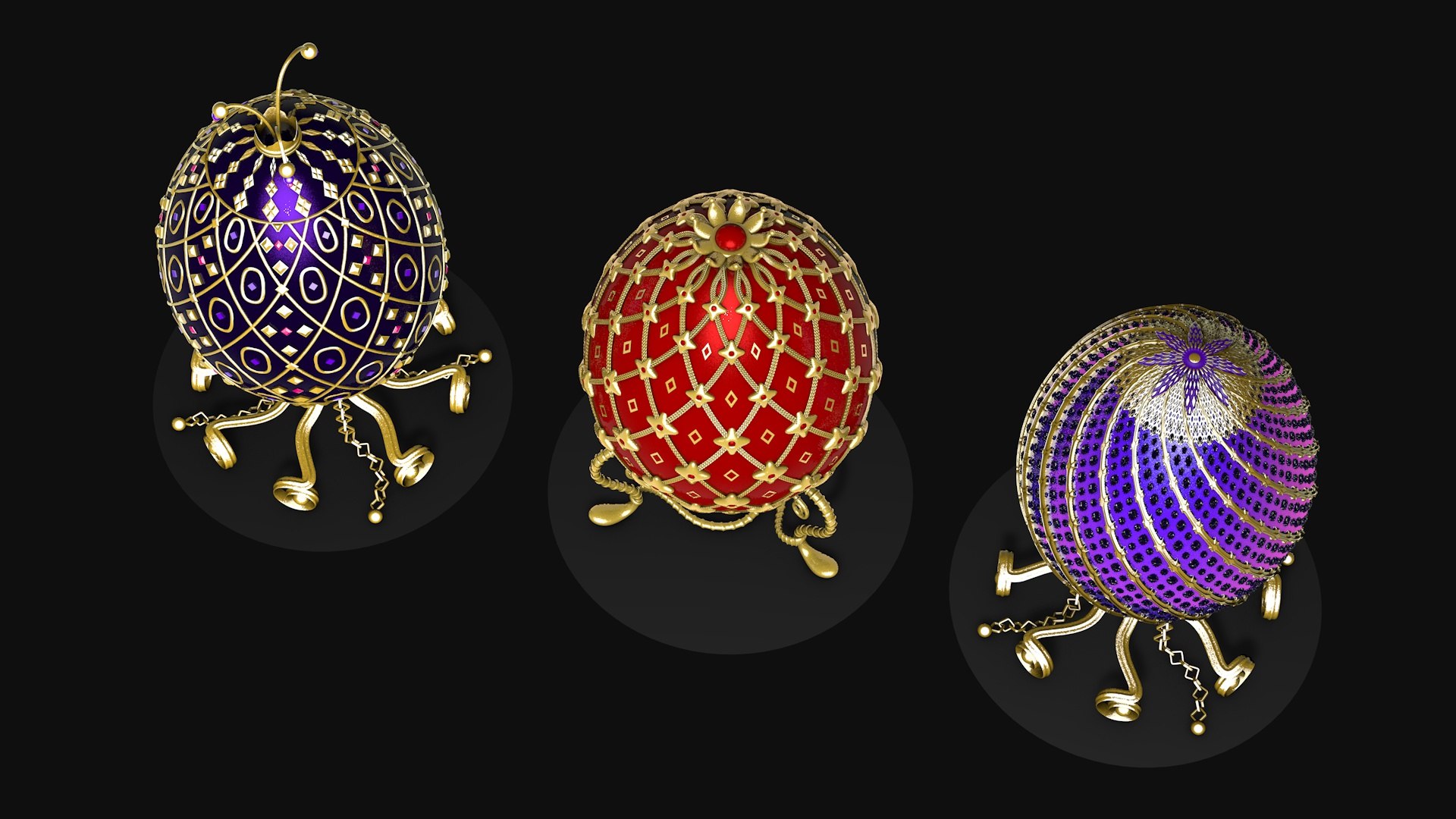 Collection of Faberge eggs R1 3D model https://p.turbosquid.com/ts-thumb/cs/JbCwr2/h0/collectionfabergeeggsr14/jpg/1737836643/1920x1080/fit_q87/59218c426b49c8e33c0bdc5850257a66f4516c2b/collectionfabergeeggsr14.jpg