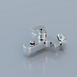 3D Modern Flat Ribbon Kitchen Faucet - Minimalist Chrome 3D Low-poly 3D model model