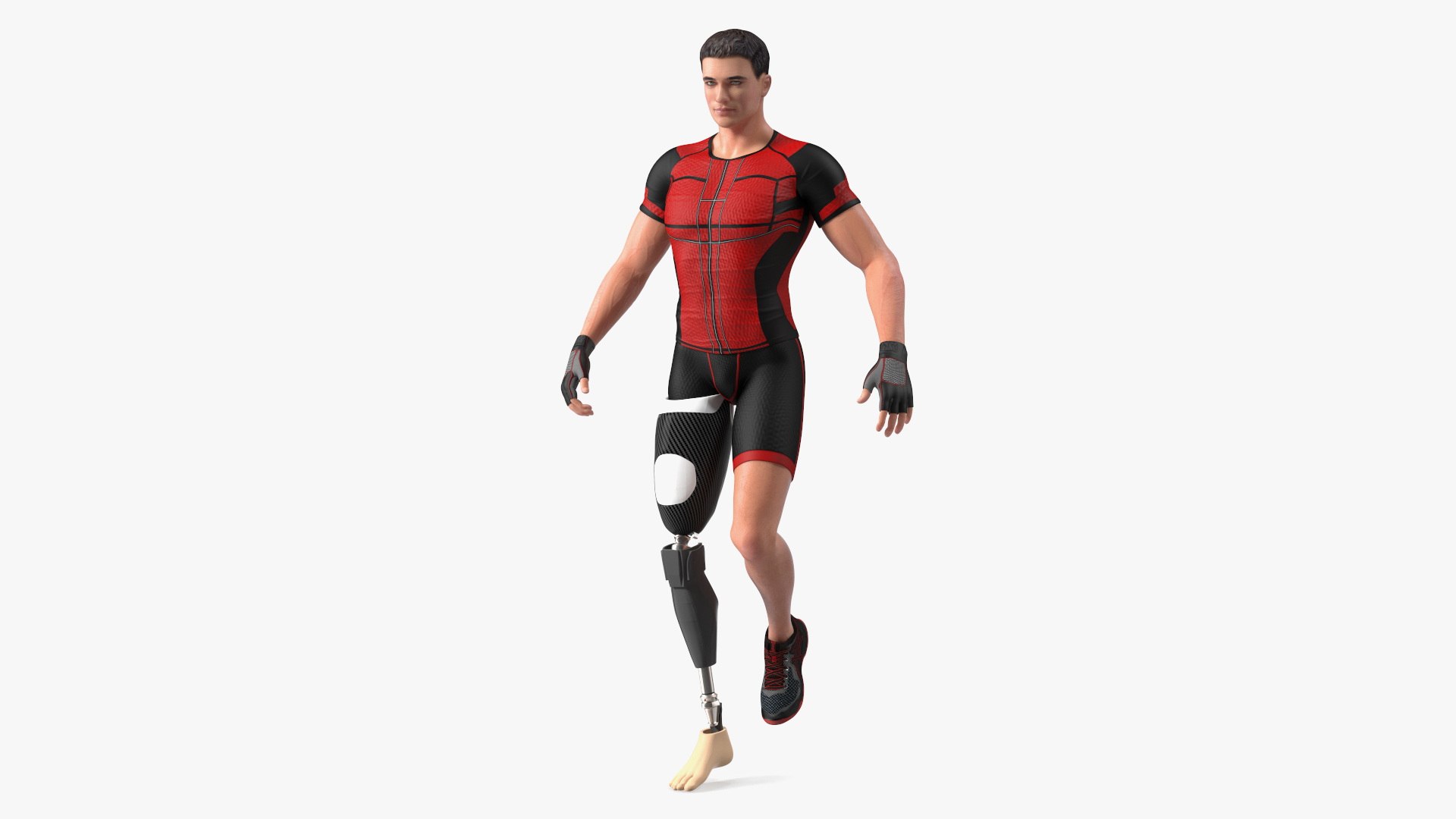 Sportsman Wearing Prosthetic Leg Walking Pose 3D model preview