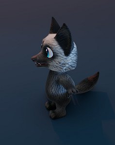 3D model Cartoon Silver Fox Animated 3D Model
