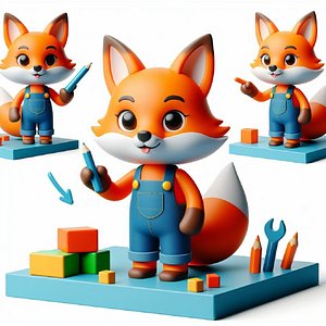3D model Fox happy catoon
